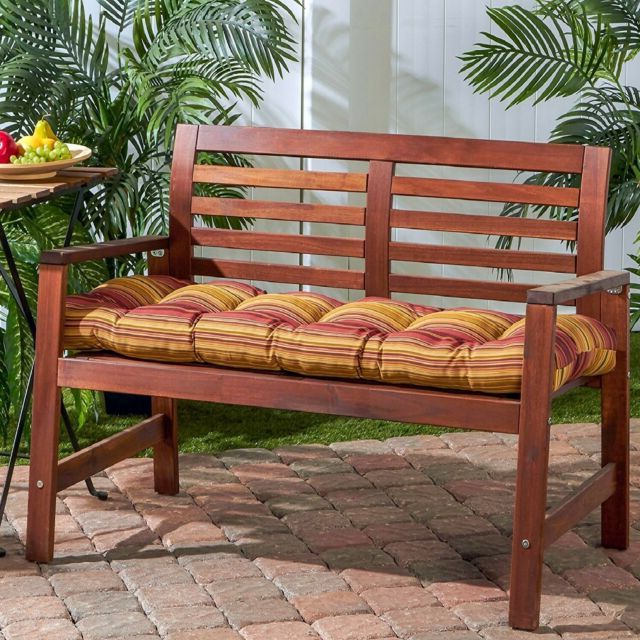 Current Porch Swing Cushion Glider Bench Seat 52" Tufted Padded Patio Pillow  Striped Red Intended For Glider Benches With Cushion (View 5 of 20)