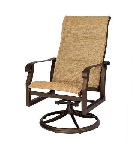 Current Sling High Back Swivel Chairs Within Woodard Cortland Outdoor Padded Sling High Back Dining (View 3 of 20)