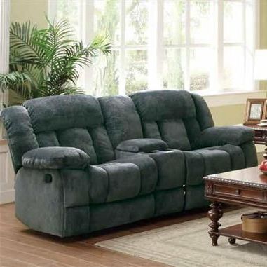 Double Glider Loveseats Throughout Most Current Laurelton Charcoal Fabric Double Glider Reclining Love Seat (View 11 of 20)