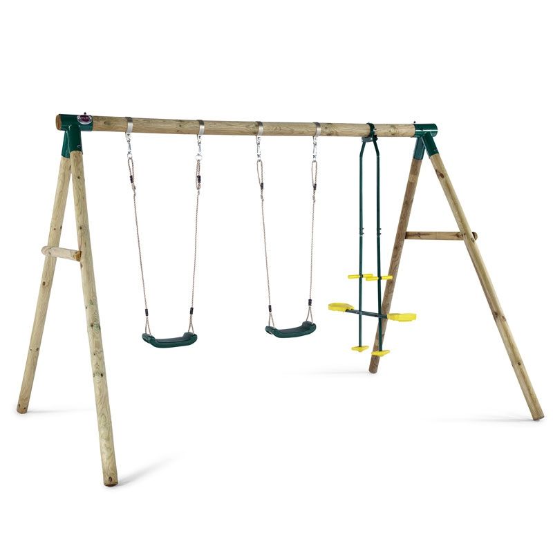 Dual Rider Glider Swings With Soft Touch Rope Regarding Well Known Plum Colobus Wooden Swing Set (View 17 of 20)