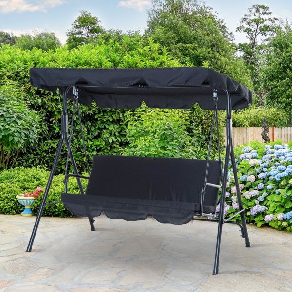 Fashionable 3 Seats Patio Canopy Swing Gliders Hammock Cushioned Steel Frame Regarding Outsunny 3 Seater Metal Frame Outdoor Patio Swing Hammock (View 9 of 20)