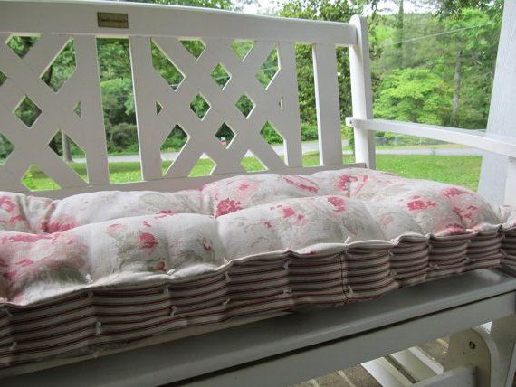 Favorite Glider Benches With Cushion With Regard To Country Tufted Porch Swing Glider Patio Cushion In (View 13 of 20)