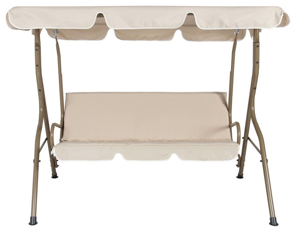 Latest 2 Person Adjustable Tilt Canopy Patio Loveseat Porch Swings Pertaining To Outdoor Porch Swing Patio Deck Glider With Canopy In Beige (View 20 of 20)