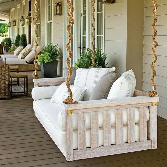 Latest Outdoor/indoor Porch Swing Mattress Cushion Cover White Intended For Deluxe Cushion Sunbrella Porch Swings (View 10 of 20)