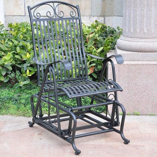 Most Popular 1 Person Antique Black Steel Outdoor Glider Throughout 1 Person Antique Black Steel Outdoor Gliders (View 1 of 20)
