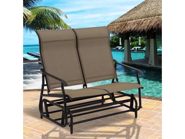 Most Popular Indoor/outdoor Double Glider Benches With 2 Person Patio Glider Rocking Bench Double Chair Loveseat (View 18 of 20)