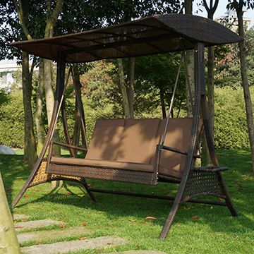 Most Recent China 3 Seat Rattan Wicker Patio Swing Chair With Adjustable With 3 Seat Pergola Swings (View 6 of 20)