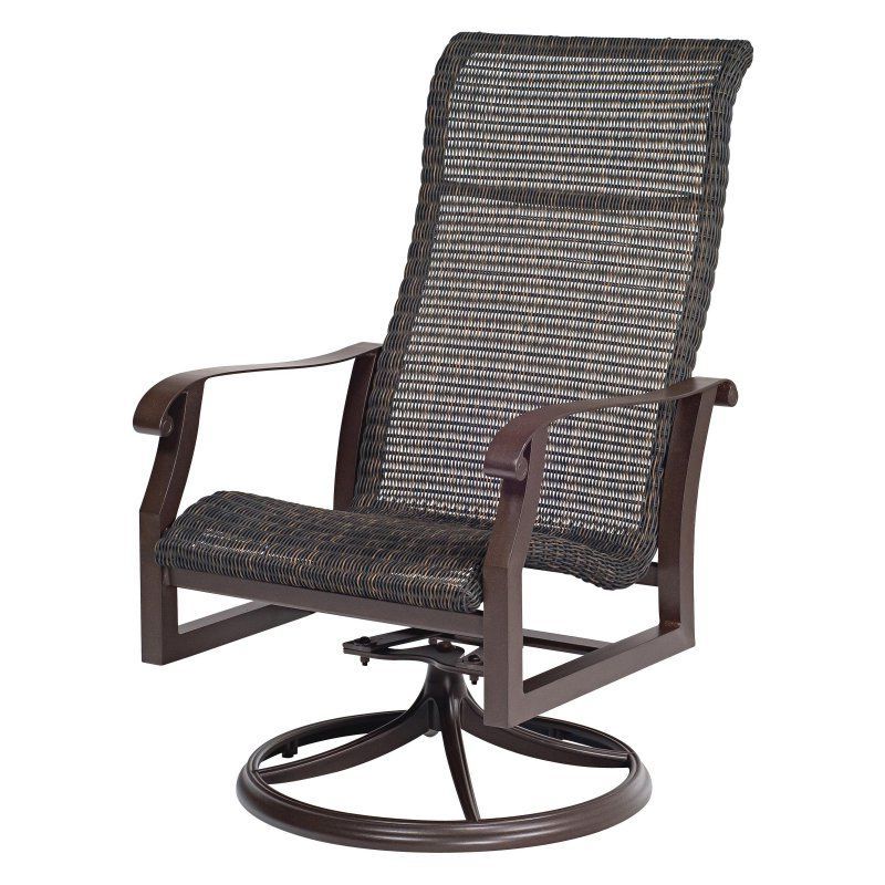 Most Recent Woven High Back Swivel Chairs With Regard To Outdoor Woodard Cortland Woven High Back Swivel Rocker Patio (View 1 of 20)