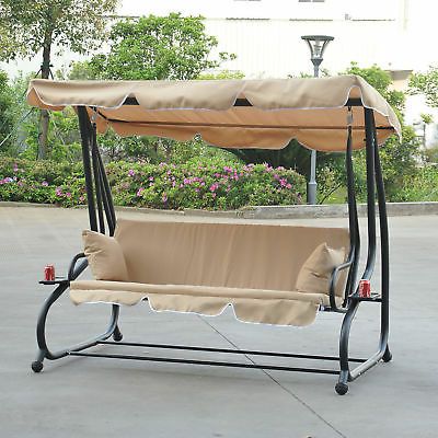 Newest 2 Person Hammock Porch Swing Patio Outdoor Hanging Loveseat Within 2 Person Hammock Porch Swing Patio Outdoor Hanging Loveseat Canopy Glider Swings (View 10 of 20)