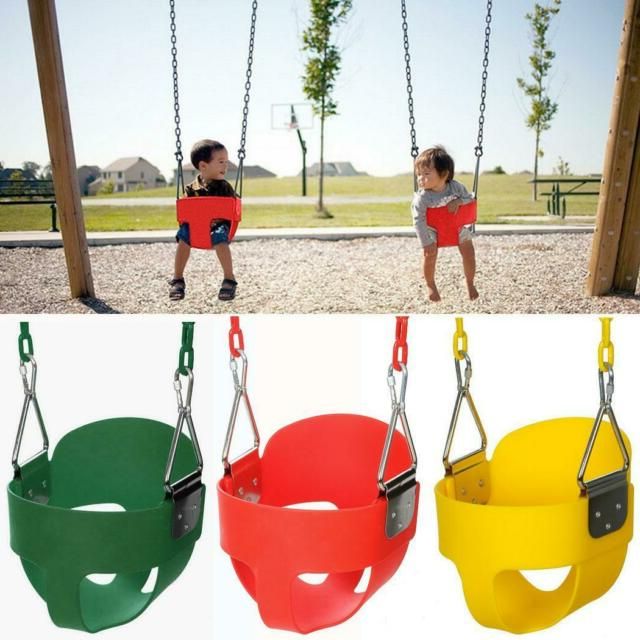 Newest Baby Full Bucket Swing With Chain Kids Hanging Swing Seat Toddler Set  Outdoor Us Pertaining To 3 Person Red With Brown Powder Coated Frame Steel Outdoor Swings (View 1 of 20)