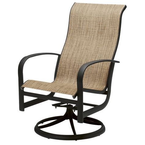Newest Sling High Back Swivel Chairs With Woodard Fremont Sling High Back Swivel Rocker Dining Arm (View 1 of 20)