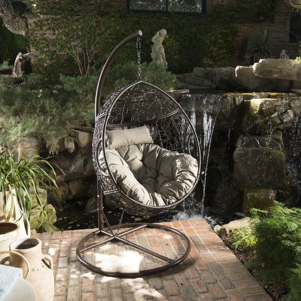 Outdoor Wicker Plastic Tear Porch Swings With Stand Inside Widely Used Dawson Outdoor Basket Swing Chair With Stand (View 3 of 20)