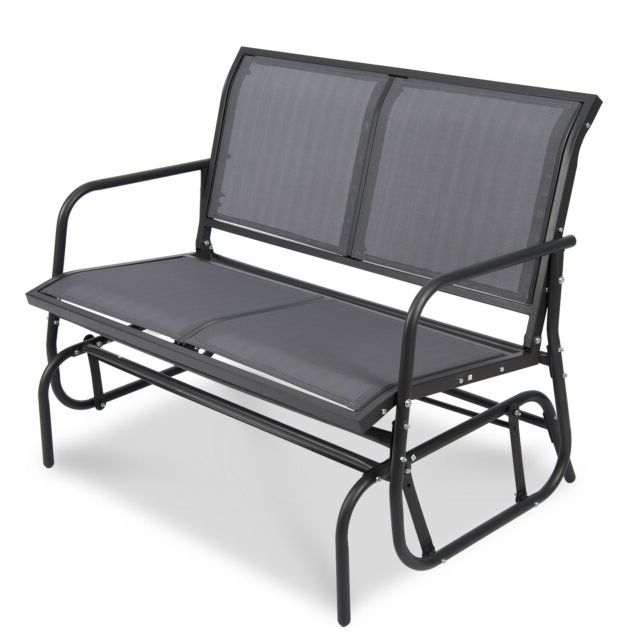 Patio Garden Glider 2 Person Swing Bench Rocking Chair Porch Outdoor  Furniture Intended For Most Recent Loveseat Glider Benches (View 15 of 20)