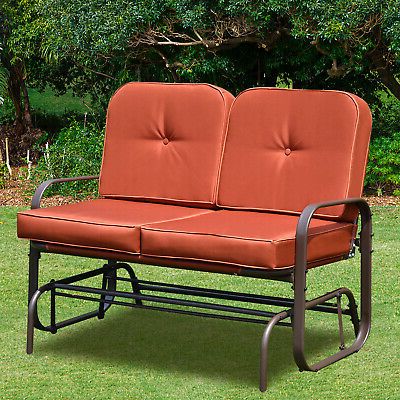 Patio Glider Bench Chair 2 Person Rocker Loveseat Outdoor Pertaining To Well Known Glider Benches With Cushions (View 3 of 20)