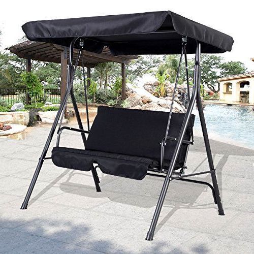 Patio Swing Outdoor Canopy Awning Yard Furniture Porch With Trendy 2 Person Adjustable Tilt Canopy Patio Loveseat Porch Swings (View 13 of 20)