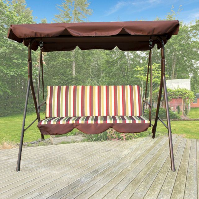 Preferred Outdoor 3 Person Canopy Swing Chair Patio Backyard Awning Yard Porch  Furniture In 3 Seats Patio Canopy Swing Gliders Hammock Cushioned Steel Frame (View 11 of 20)