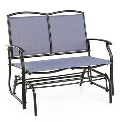 Steel Patio Swing Glider Benches With Regard To Current Ikayaa 2 Person Patio Swing Glider Bench Chair Loveseat (View 20 of 20)