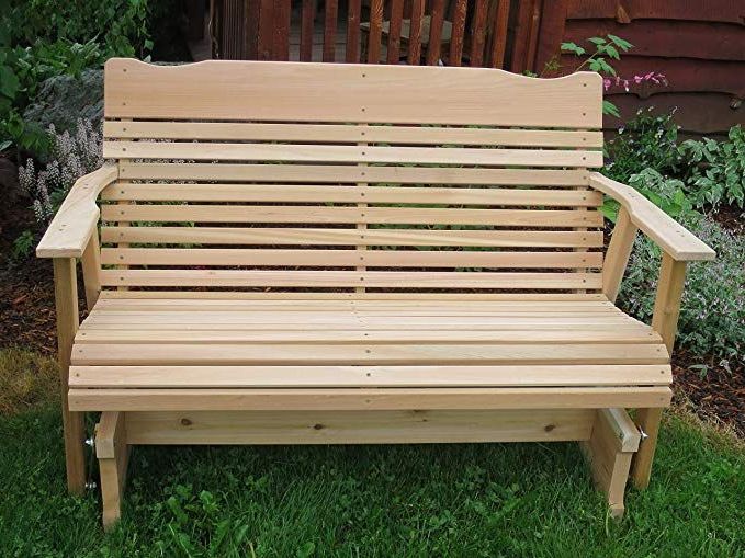 Well Known Amazon : Kilmer Creek 4' Natural Cedar Porch Glider Pertaining To 2 Person Natural Cedar Wood Outdoor Gliders (View 2 of 20)