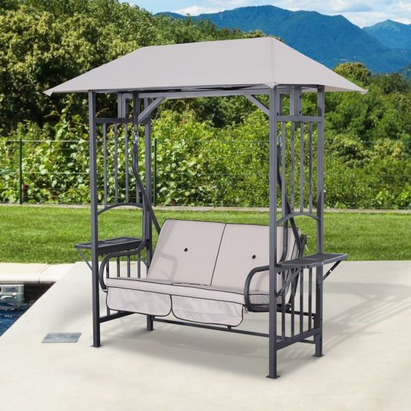 Well Liked Outsunny 2 Person Patio Swing Chair Porch Outdoor Hammock Loveseat W/canopy With 2 Person Adjustable Tilt Canopy Patio Loveseat Porch Swings (View 14 of 20)