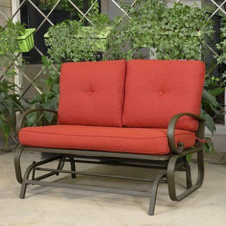 Widely Used Cloud Mountain Patio Glider Bench Outdoor Cushioed 2 Person Throughout 2 Person Loveseat Chair Patio Porch Swings With Rocker (View 2 of 20)