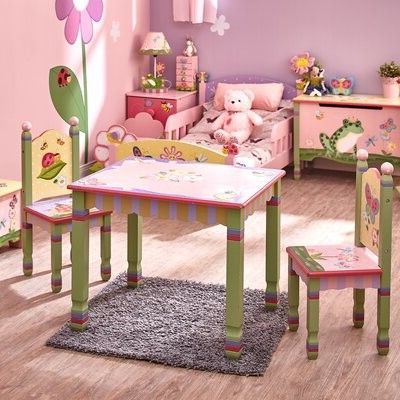 Best And Newest Glendale Heights Birds And Butterflies Garden Stools In Magic Garden Kids 3 Piece Rectangular Table And Chair Set (View 13 of 20)