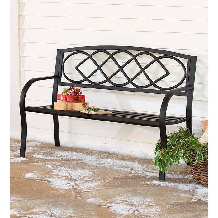 Latest Celtic Knot Iron Garden Benches In Celtic Knot Outdoor Garden Bench With Steel Frame – Plow (View 7 of 20)