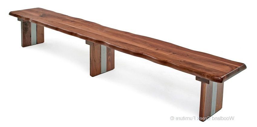 Modern Wood Bench With Live Edge Walnut Slab, Custom Made Pertaining To Well Known Walnut Solid Wood Garden Benches (View 4 of 20)