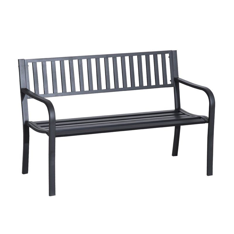 Most Up To Date Alvah Slatted Cast Iron And Tubular Steel Garden Benches For Alvah Slatted Cast Iron And Tubular Steel Garden Bench (View 5 of 20)