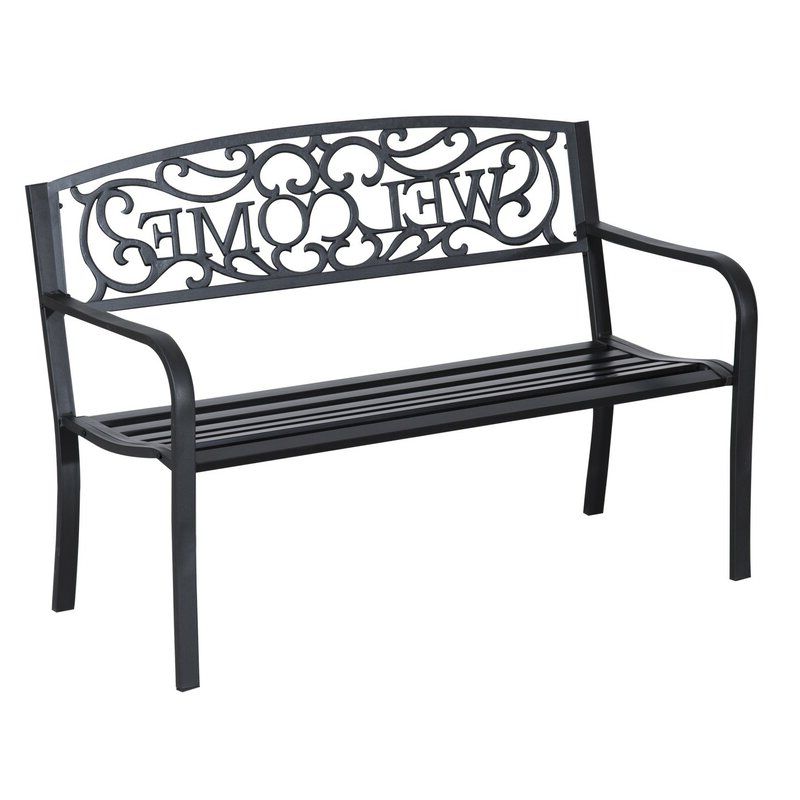Tubular And Cast Iron 50 In L X 17½ In W X 34½ In H Plow And Intended For Favorite Celtic Knot Iron Garden Benches (View 14 of 20)