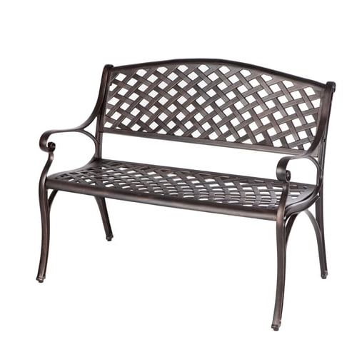 Well Known Patio Sense 40 In W X 34 In L Antique Bronze Garden Bench Lowes Within Michelle Metal Garden Benches (View 20 of 20)
