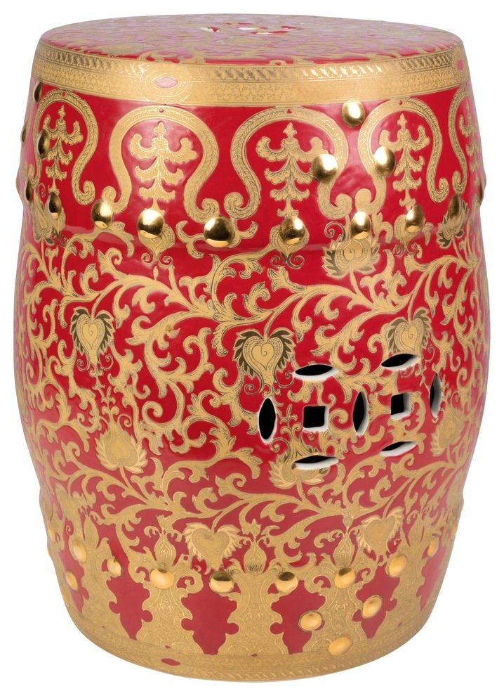 Williar Cherry Blossom Ceramic Garden Stools In Favorite Red And Gold Tapestry Porcelain Garden Stool/chair, 18" (View 11 of 20)