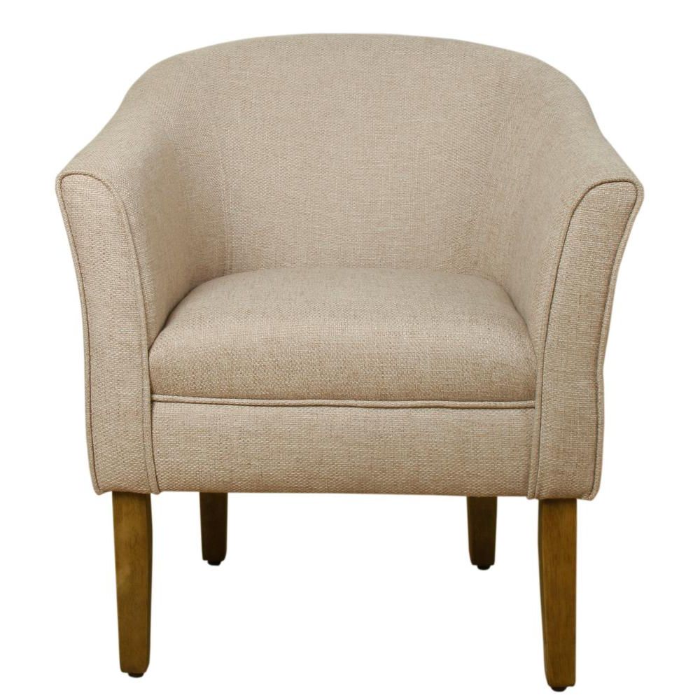2019 Homepop Chunky Barrel Shaped Flax Brown Textured Accent Chair K6859 F2011 –  The Home Depot Regarding Danow Polyester Barrel Chairs (View 5 of 20)