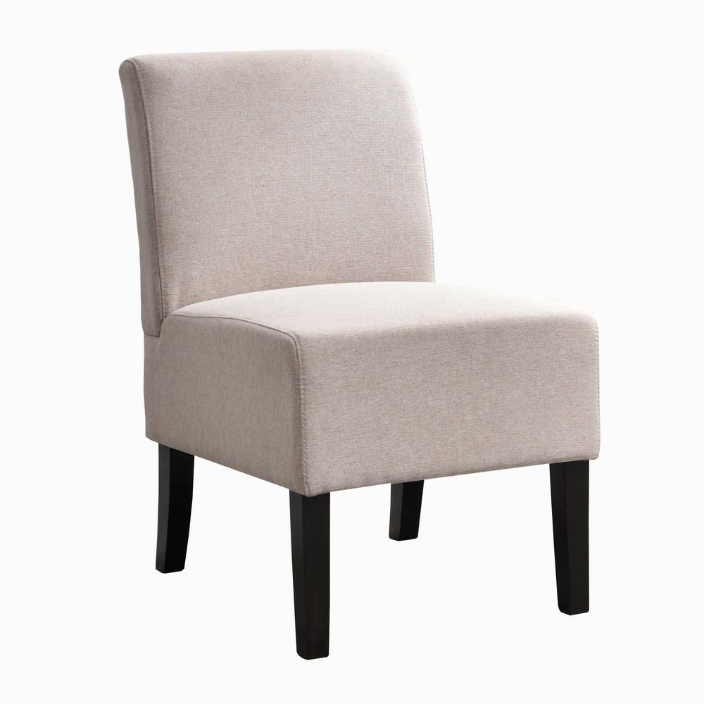 Armless Upholstered Slipper Chairs With Regard To Most Popular Ac Pacific Modern Brown Upholstered Armless Slipper Chair With Full  Back Samantha Brown C – The Home Depot (View 13 of 20)