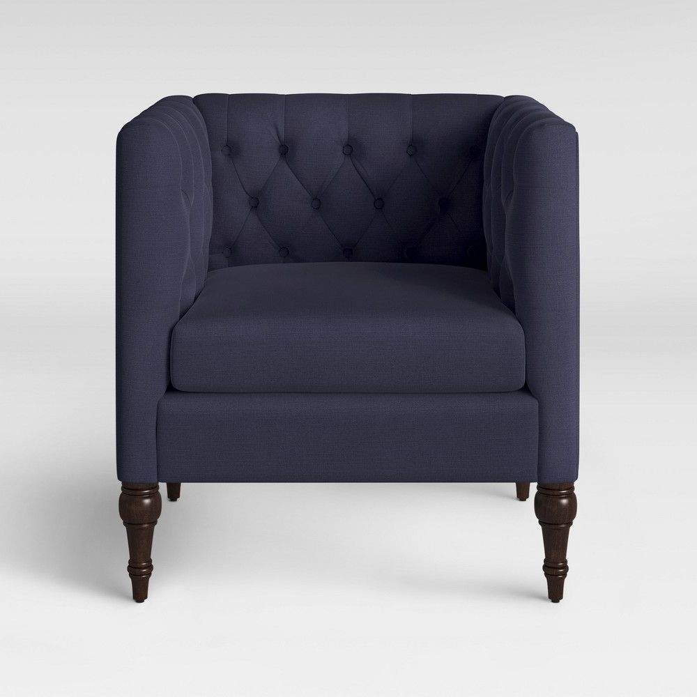 Best And Newest Didonato Tufted Velvet Armchairs Inside Tilton Square Tufted Arm Chair Delight Navy – Threshold (View 15 of 20)