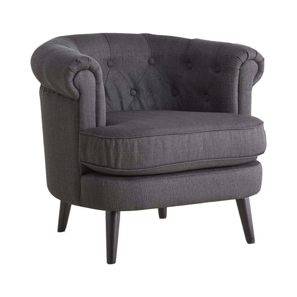 Grey Armchair Furniture Chair Seat Fabric Wood Foam Spring In Latest Myia Armchairs (View 15 of 20)