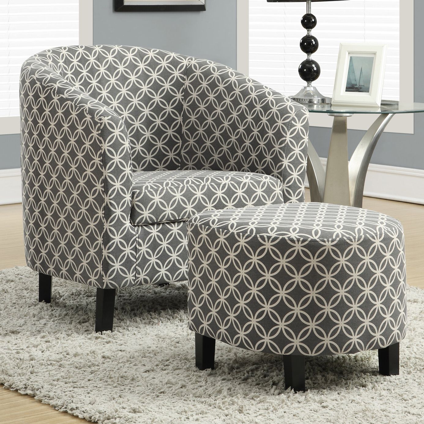 Harmon Cloud Barrel Chairs And Ottoman Inside Widely Used Dario 22" W Polyester Slipper Chair And Ottoman (View 11 of 20)
