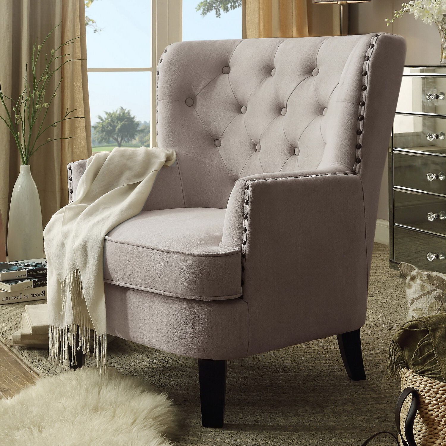Laurel Foundry Modern Farmhouse Ivo 30" W Tufted Wingback With Regard To Most Current Galesville Tufted Polyester Wingback Chairs (View 8 of 20)