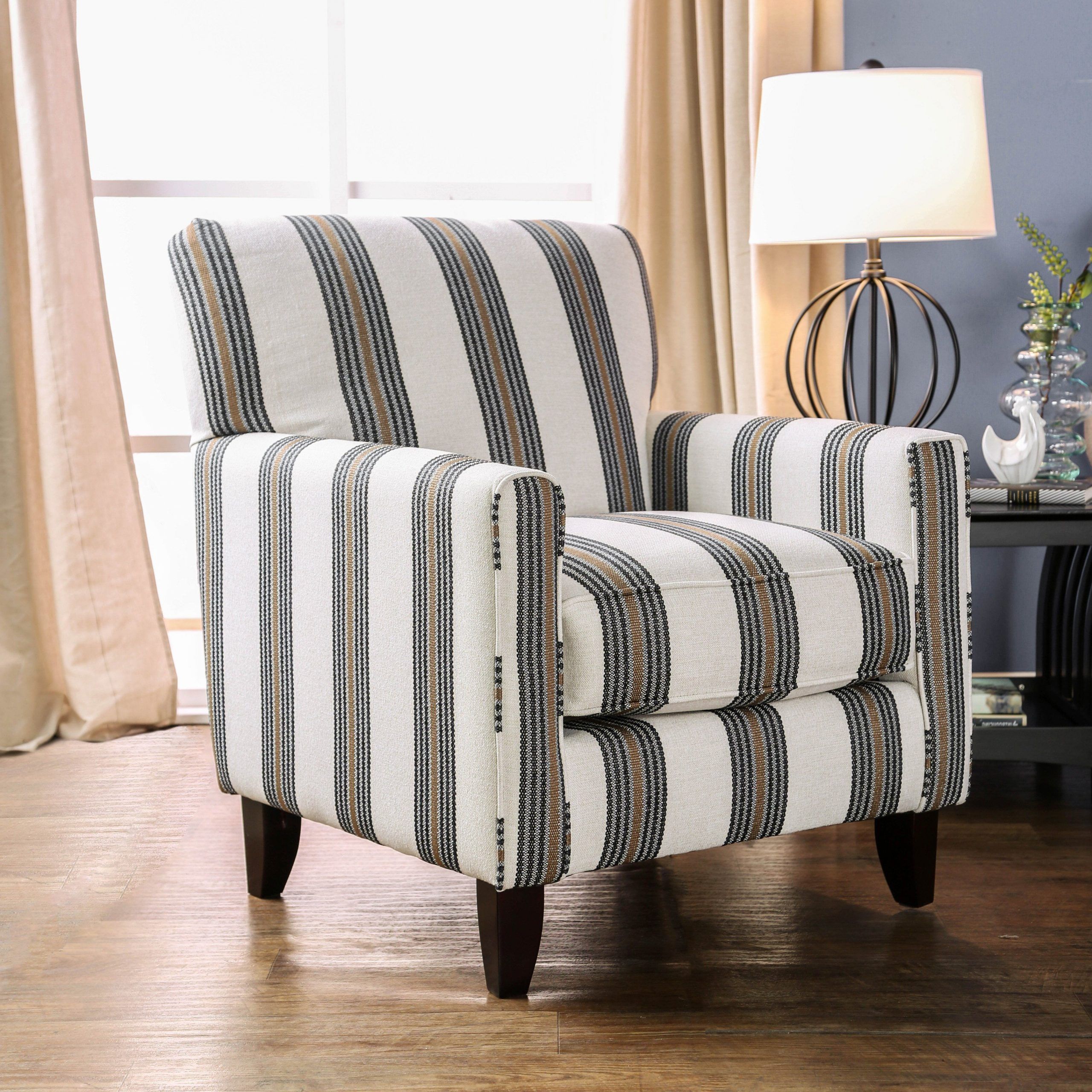 Louisiana Barrel Chair And Ottoman Sets Within Latest Moro Transitional Striped Stain Resistant Accent Chair (View 15 of 20)