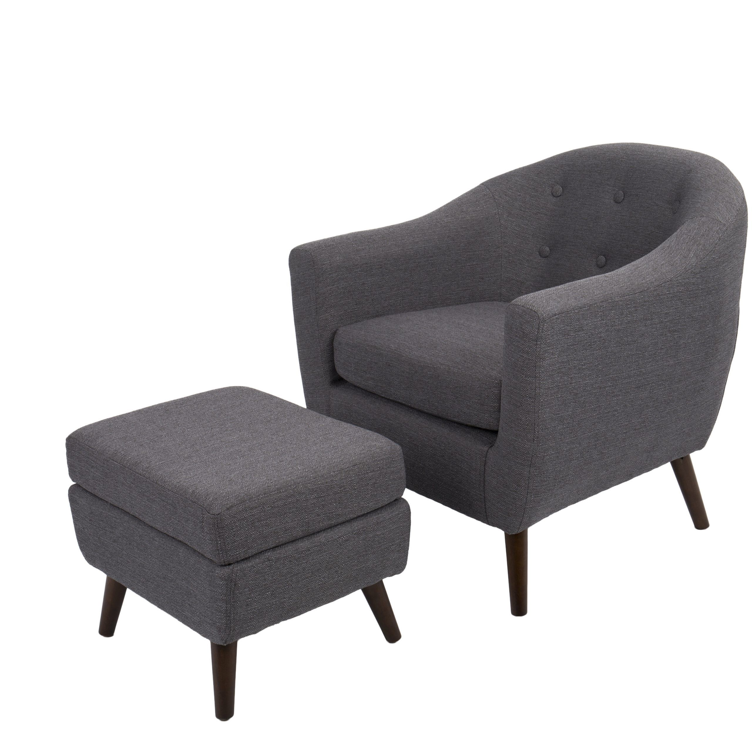 Most Recent Dario 22" W Polyester Slipper Chair And Ottoman In Alexander Cotton Blend Armchairs And Ottoman (View 9 of 20)