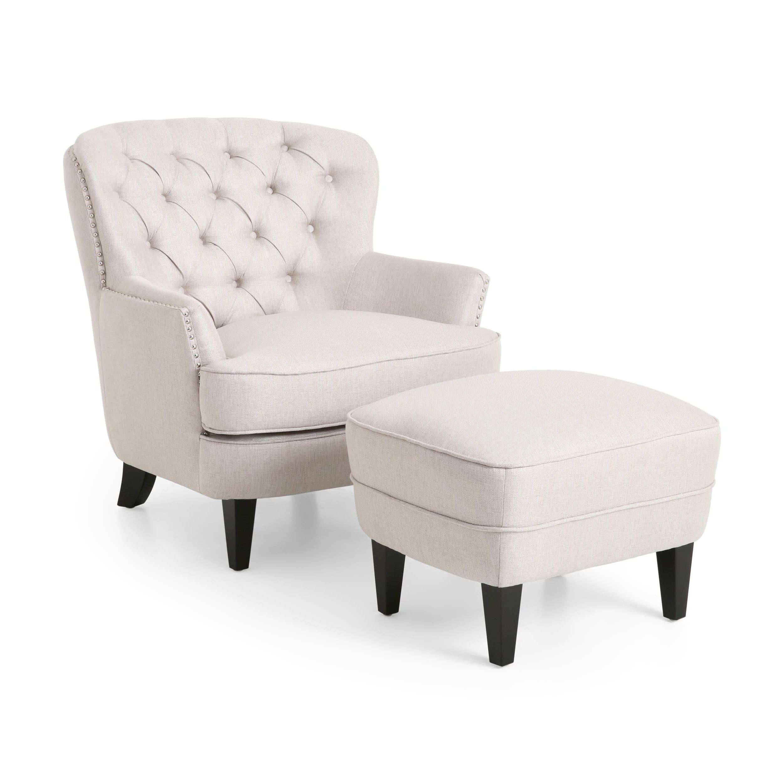 Recent Christopher Knight Home Ophelia Club Chair And Ottoman Set With Regard To Starks Tufted Fabric Chesterfield Chair And Ottoman Sets (View 5 of 20)