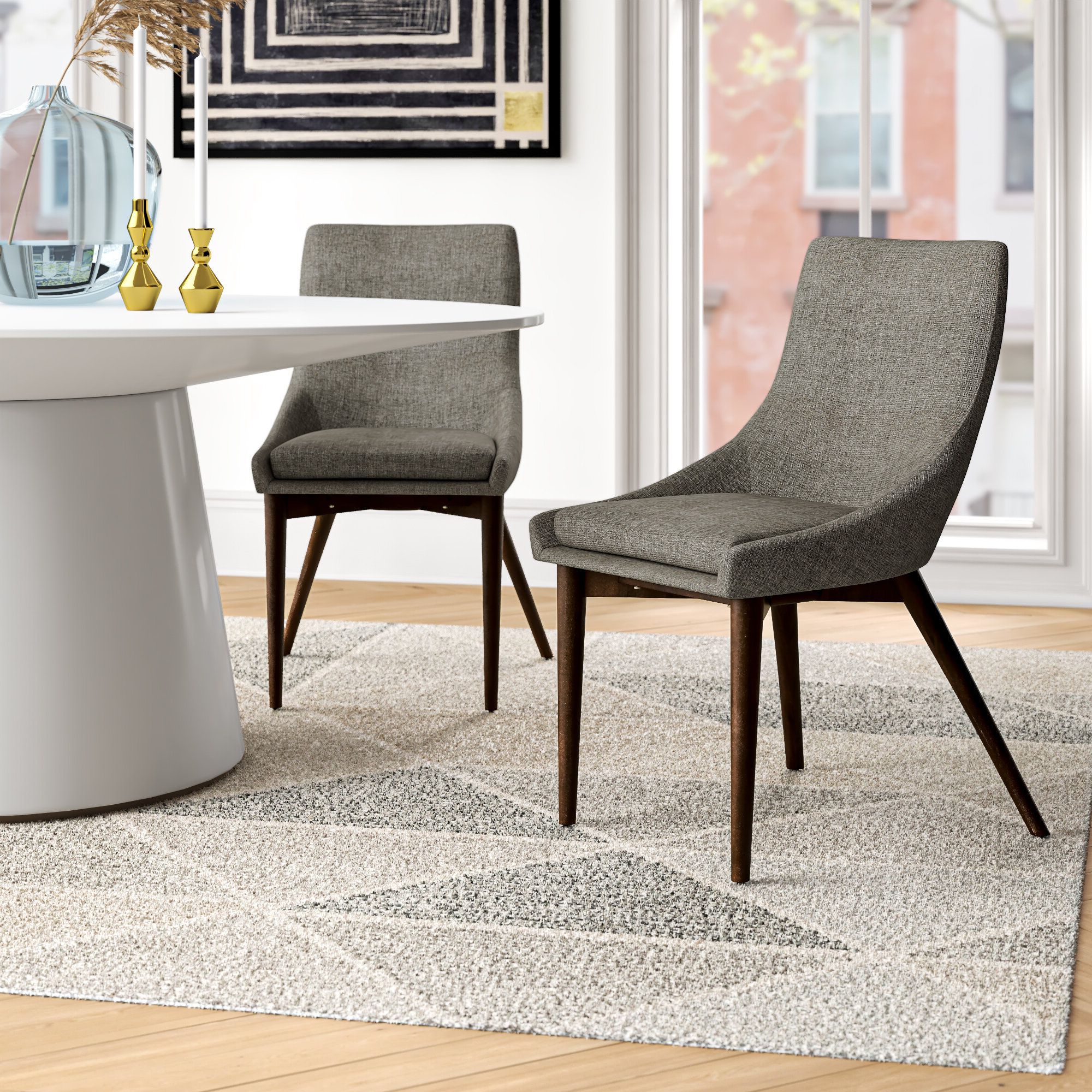 Trendy Aaliyah Parsons Chairs With Aaliyah Cotton Upholstered Side Chair In Gray (View 1 of 20)