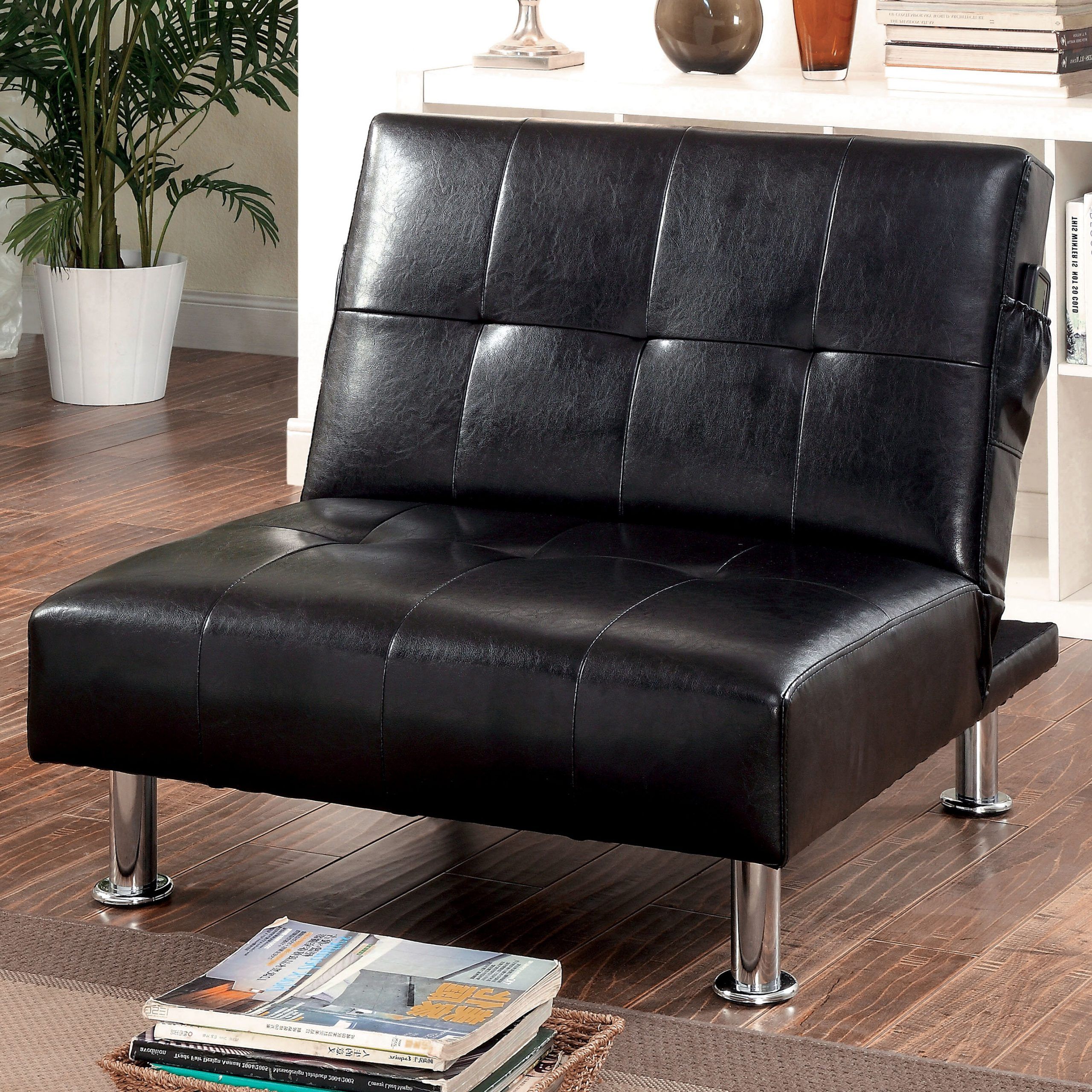 Trendy Perz Tufted Faux Leather Convertible Chairs In Perz  (View 1 of 20)