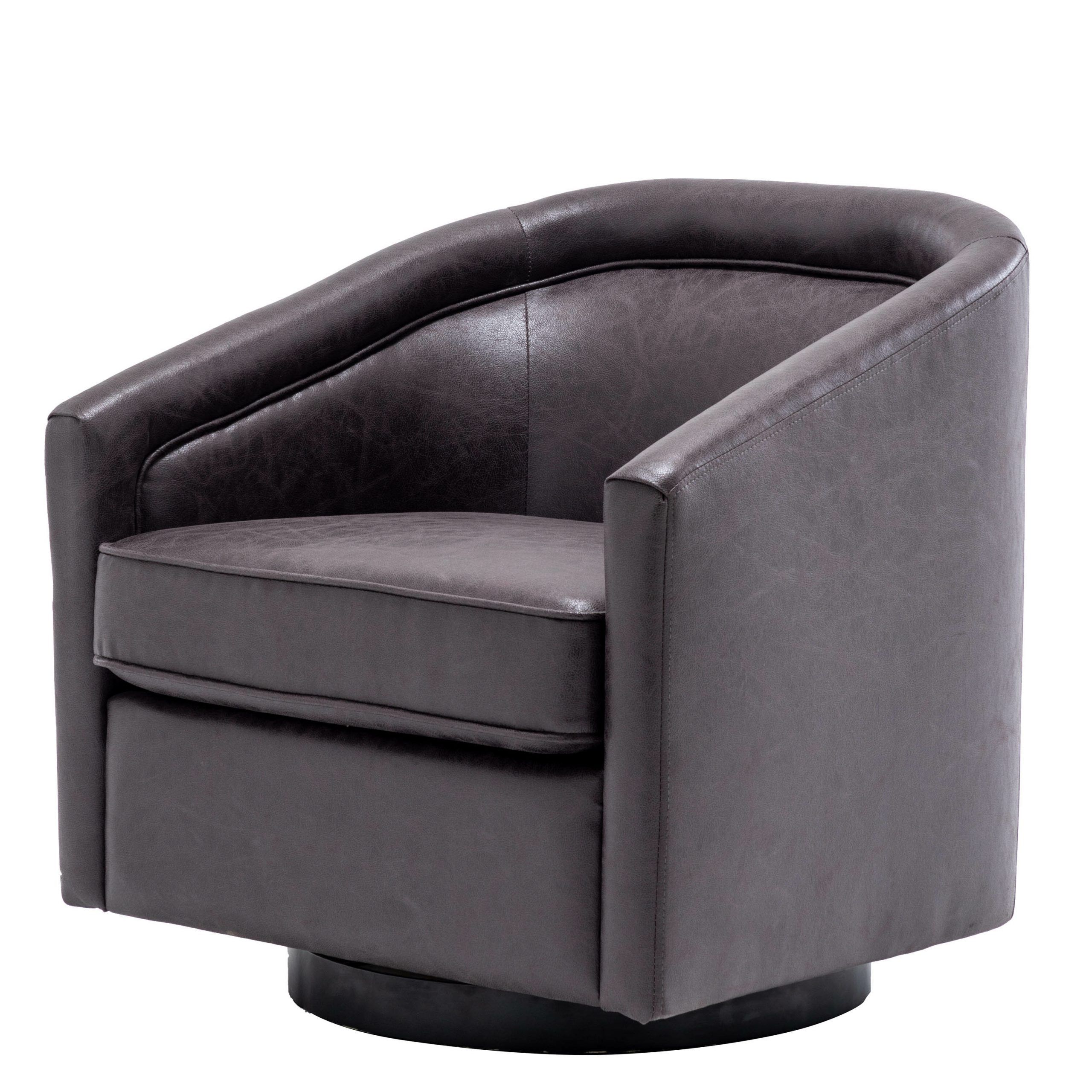 Well Known Hazley Barrel Swivel Chair For Hazley Faux Leather Swivel Barrel Chairs (View 2 of 20)