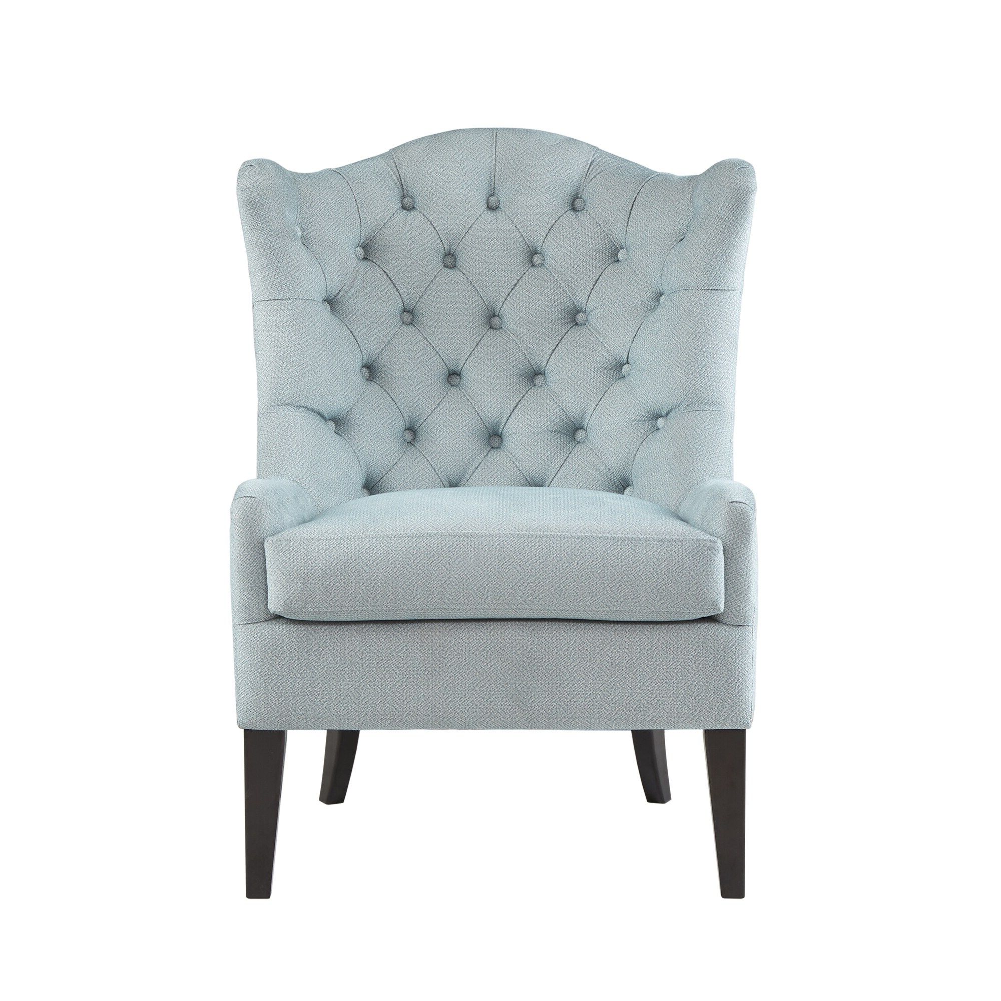 Well Known Lauretta Velvet Wingback Chairs Throughout Madison Park Loretta Light Blue Tufted Accent Chair (View 11 of 20)