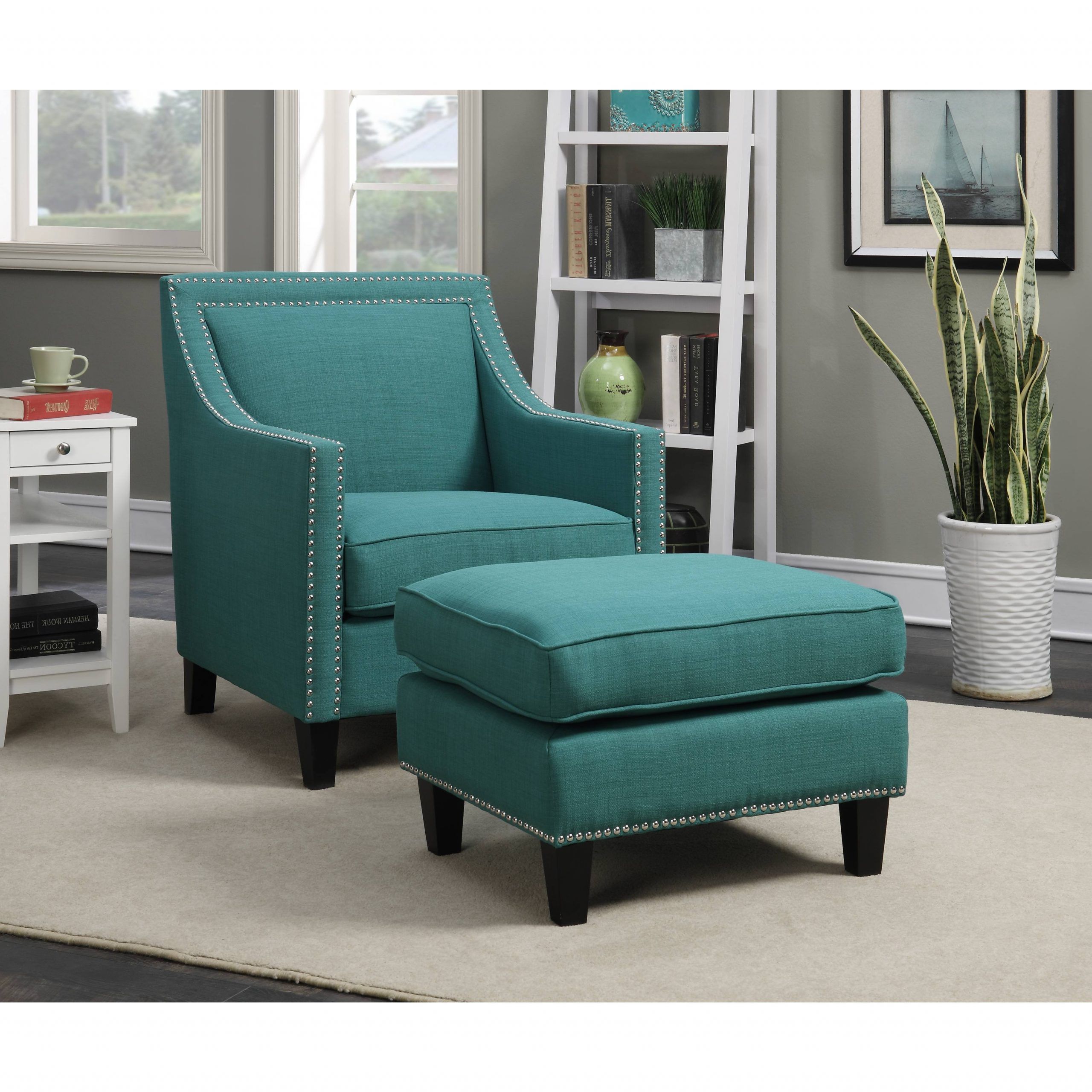Well Known Modern Armchairs And Ottoman Intended For Copper Grove Thorsen Contemporary Teal Armchair & Ottoman Set (View 1 of 20)