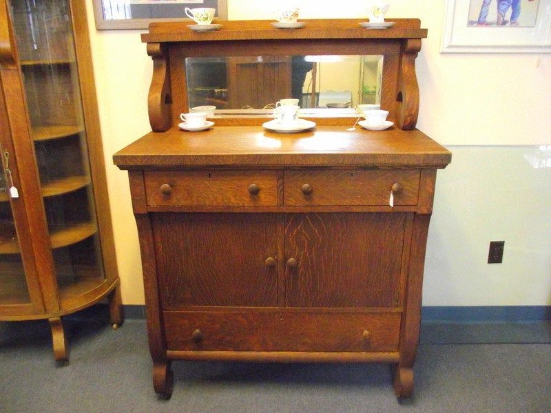 Antique Empire Tiger Oak Buffet Sideboard Server Cabinet With For Widely Used Marple 42" Wide 2 Drawer Servers (View 1 of 20)