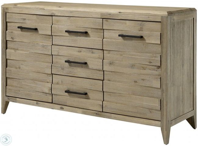 Barkell 42" Wide 2 Drawer Acacia Wood Drawer Servers Pertaining To Well Known Casablanca Weathered Acacia 3 Drawer Sideboard From Casana (View 5 of 20)