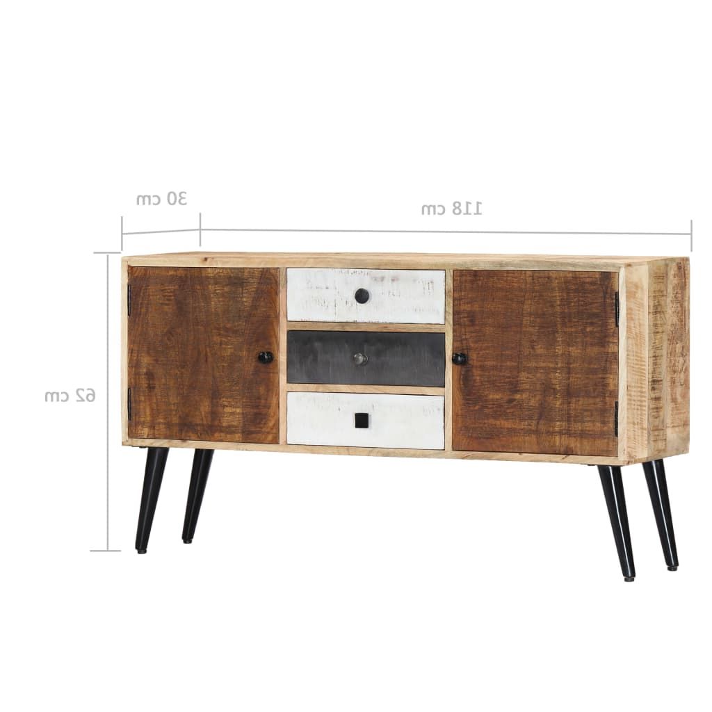 Fashionable Maddox 80" Wide Mango Wood Sideboards Inside Solid Mango Wood Sideboard With Drawers & Doors Highboard (View 16 of 20)