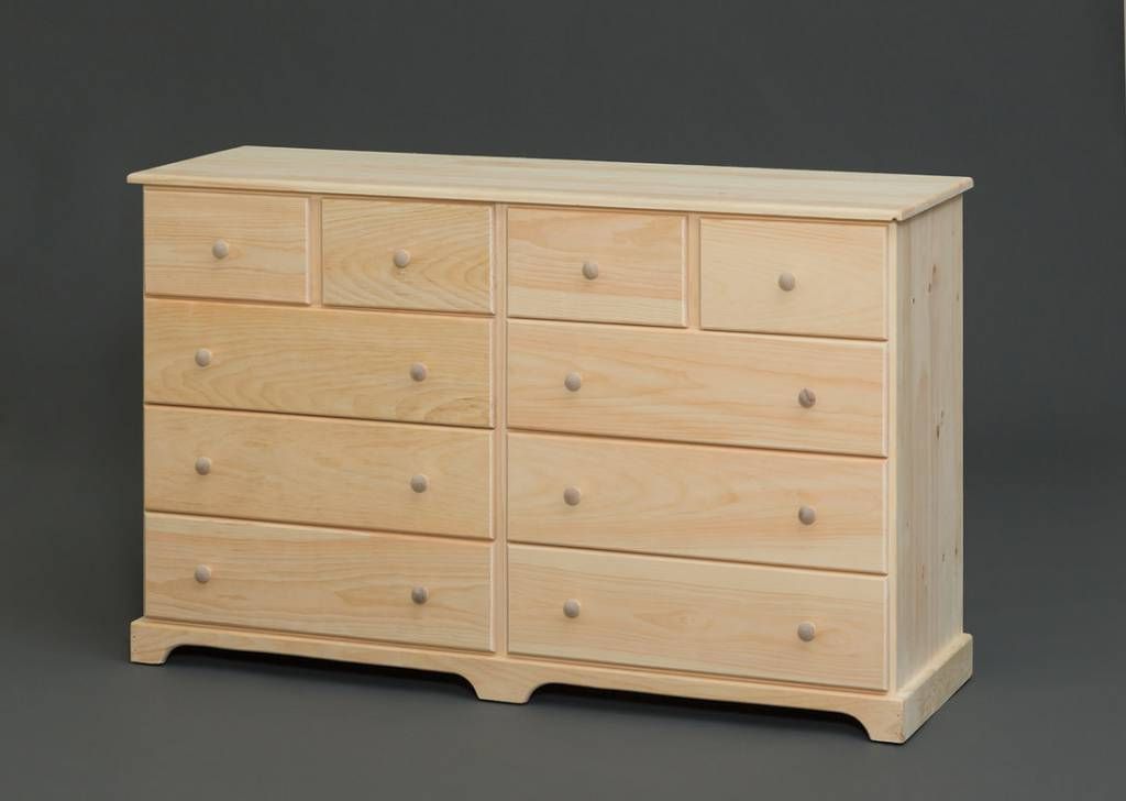 Fashionable Pine 10 Drawer Dresser – Unfinished – Bargain Box And Bunks Throughout  (View 4 of 20)