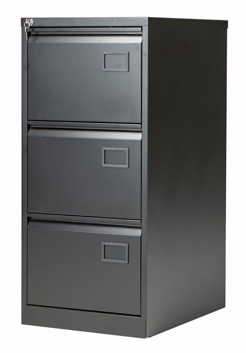 Popular Bisley 3 Drawer Contract Steel Filing Cabinet – Black Regarding 3 Drawer And 2 Door Cabinet With Metal Legs (View 5 of 20)